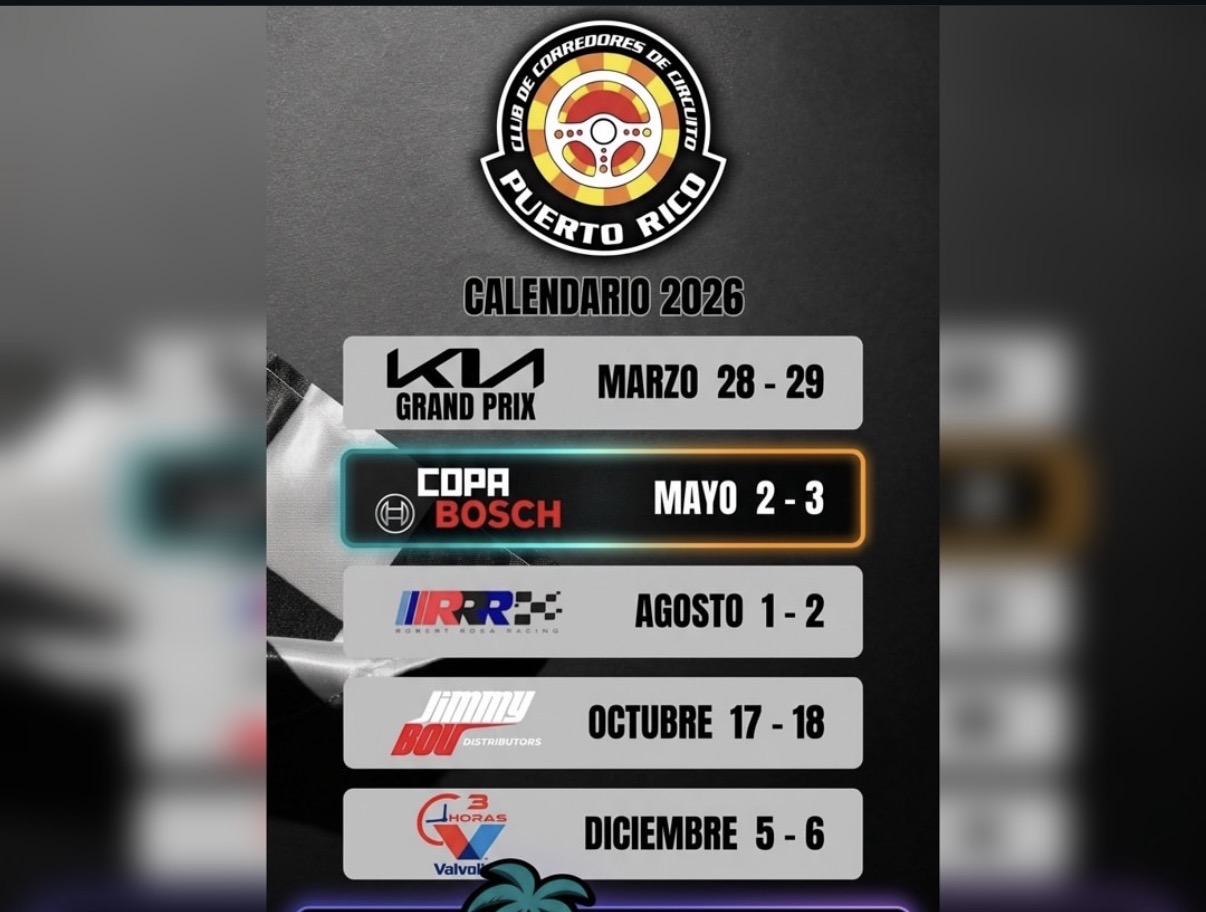 Calendario 2026 del Club de Corredores de Circuito Puerto Rico